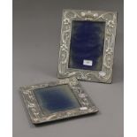 A pair of Art Nouveau silver photograph frames. 24 x 30 cm.