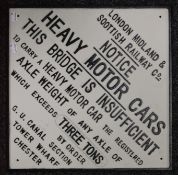 A large iron sign. 43 x 43 cm.