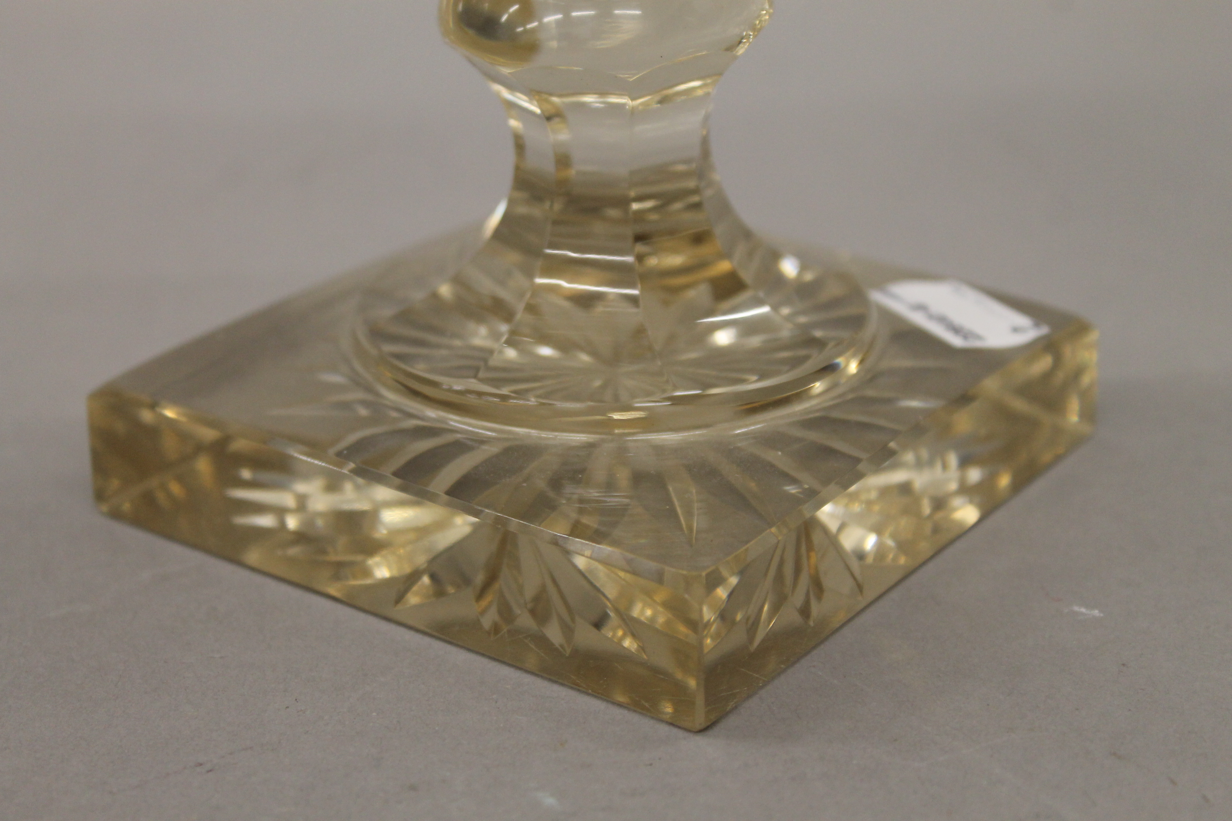 A pair of 19th century cut glass lidded vases, possibly Irish. 31 cm high. - Image 6 of 6