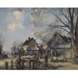 STANLEY ORCHART (1920-2005) British, Huntingdonshire Farm Scene, oil on canvas, framed. 49 x 39 cm.