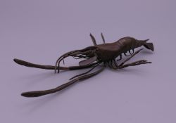 A bronze model of a crayfish. 14.5 cm long.
