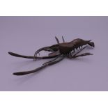 A bronze model of a crayfish. 14.5 cm long.