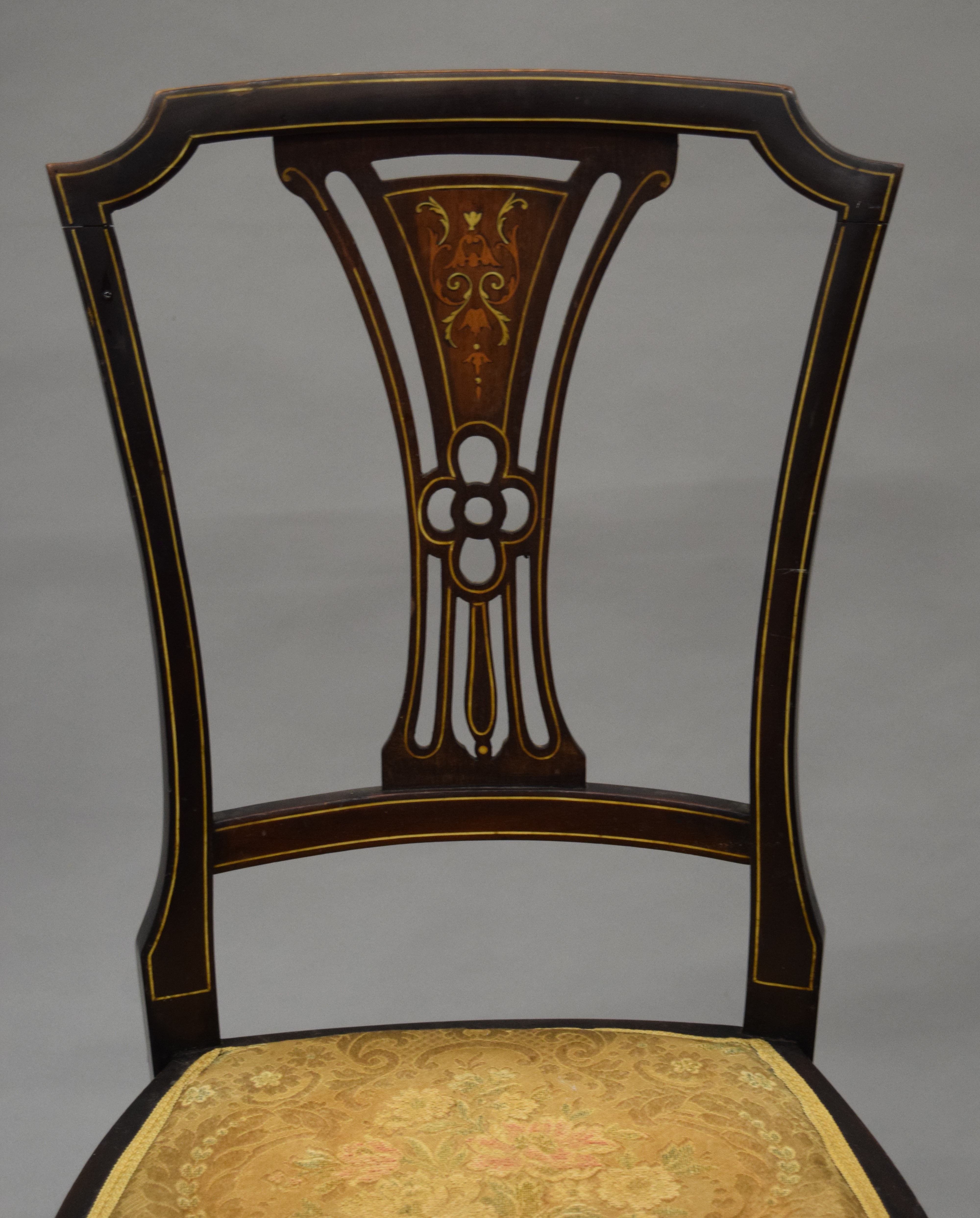 A pair of Victorian inlaid side chairs. - Image 3 of 6