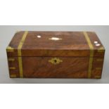 A Victorian brass bound walnut writing box. 50.5 cm wide.