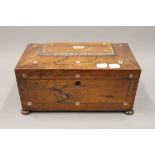 A 19th century mother-of-pearl inlaid rosewood jewellery box. 30 cm wide.