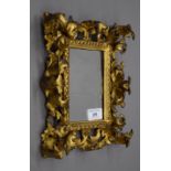 A 19th century Florentine carved gilt wood picture frame set with a mirror plate. 21 x 24.