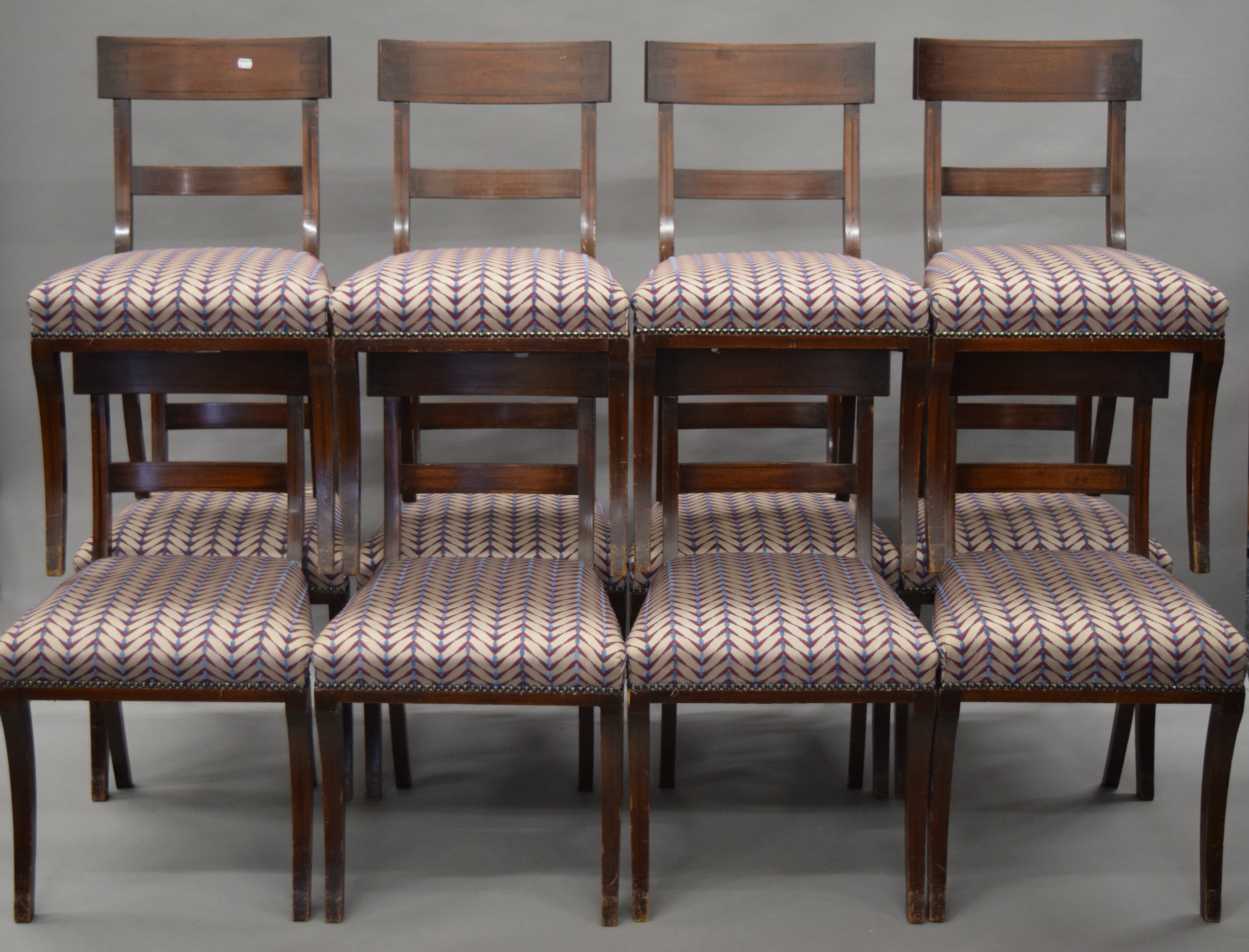 Twelve 19th century style bar back dining chairs.