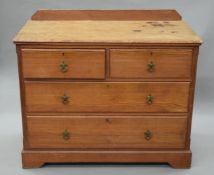 A Victorian pitch pine chest of drawers. 106 cm wide.