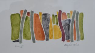 ANTHONY WHITE, Row 3, watercolour, signed and dated 07, framed and glazed. 33 x 19 cm.