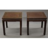 Two Chinese side tables. 50 cm square.