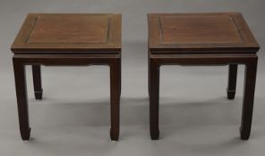 Two Chinese side tables. 50 cm square.