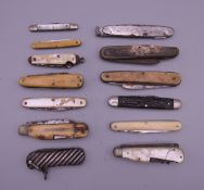 A collection of various vintage penknives.
