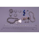 A quantity of silver and white metal jewellery, etc. 110.3 grammes total weight.