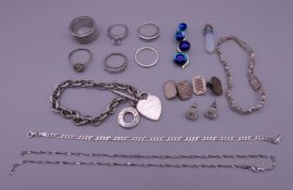 A quantity of silver and white metal jewellery, etc. 110.3 grammes total weight.