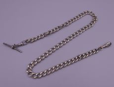 A silver Albert watch chain. 48 cm long. 47.2 grammes.