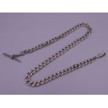 A silver Albert watch chain. 48 cm long. 47.2 grammes.