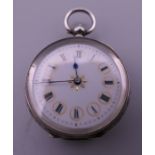 A 935 silver fob watch. 3.5 cm diameter.