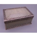 A silver mounted shagreen cigarette box, with makers mark of Omar Ramsden. 13.5 cm wide.