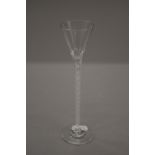 An air twist cordial glass. 18 cm high.