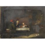CONTINENTAL SCHOOL (19th century), Family in an Interior, oil on canvas, unframed. 38 x 28 cm.