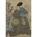 Two antique Japanese woodblock prints, each framed and glazed. 23.5 x 15 cm.