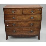 A George III mahogany chest of drawers. 114 cm wide, 108 cm high.