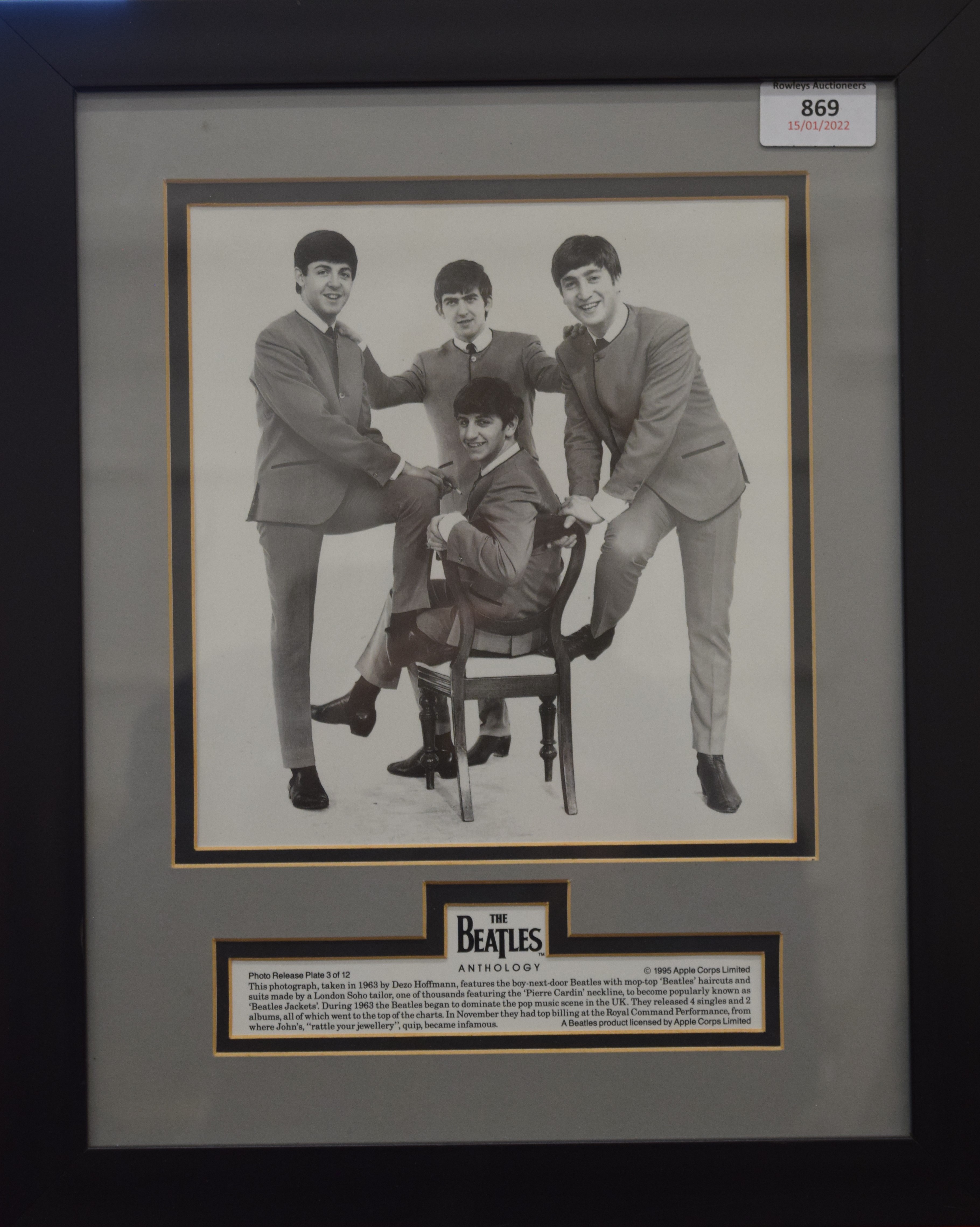 A 1995 Apple Corps Limited Beatles Anthology release print, framed and glazed. 32.75 x 40. - Image 2 of 2