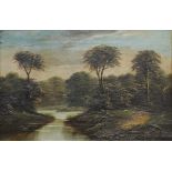 19TH CENTURY SCHOOL, Winding River, oil on canvas, indistinctly signed, framed. 30 x 19.5 cm.