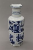 A 19th century Chinese blue and white porcelain vase decorated with scenes of various figures. 49.