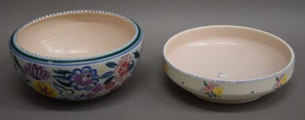 Two Poole pottery bowls. The largest 11 cm high.