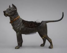 A 19th century cold painted bronze dog form pen wipe. 18.5 cm long.