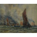 S GOODWIN, Boats on a River, watercolour, signed and dated 1912, framed and glazed. 30 x 23.5 cm.