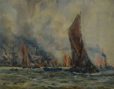 S GOODWIN, Boats on a River, watercolour, signed and dated 1912, framed and glazed. 30 x 23.5 cm.