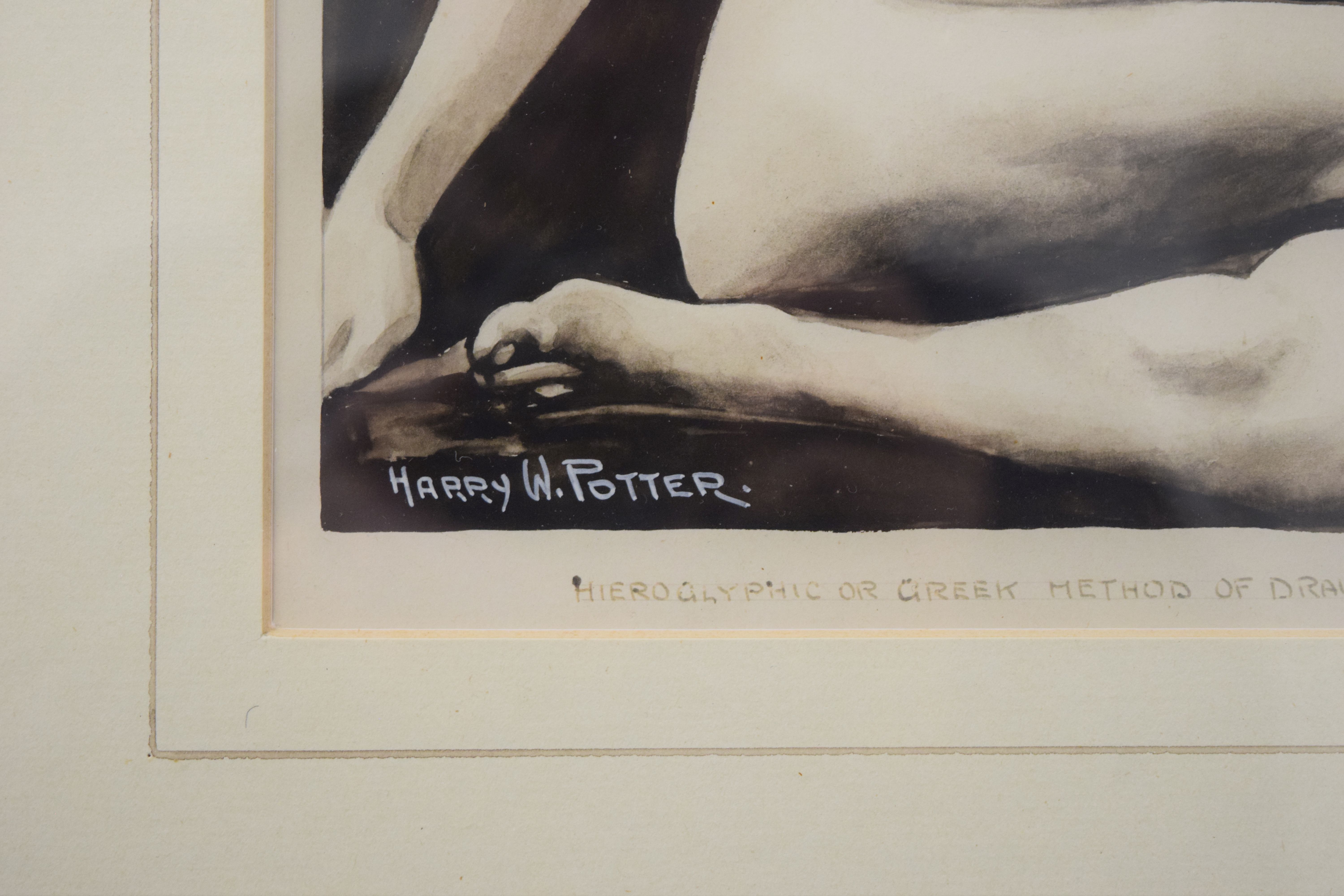 HARRY W POTTER (1894-1974) Norwich Artist, A Nude Study, monotone watercolour, signed, - Bild 3 aus 3