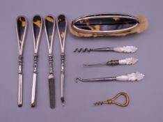 A quantity of silver handled dressing table items, etc.