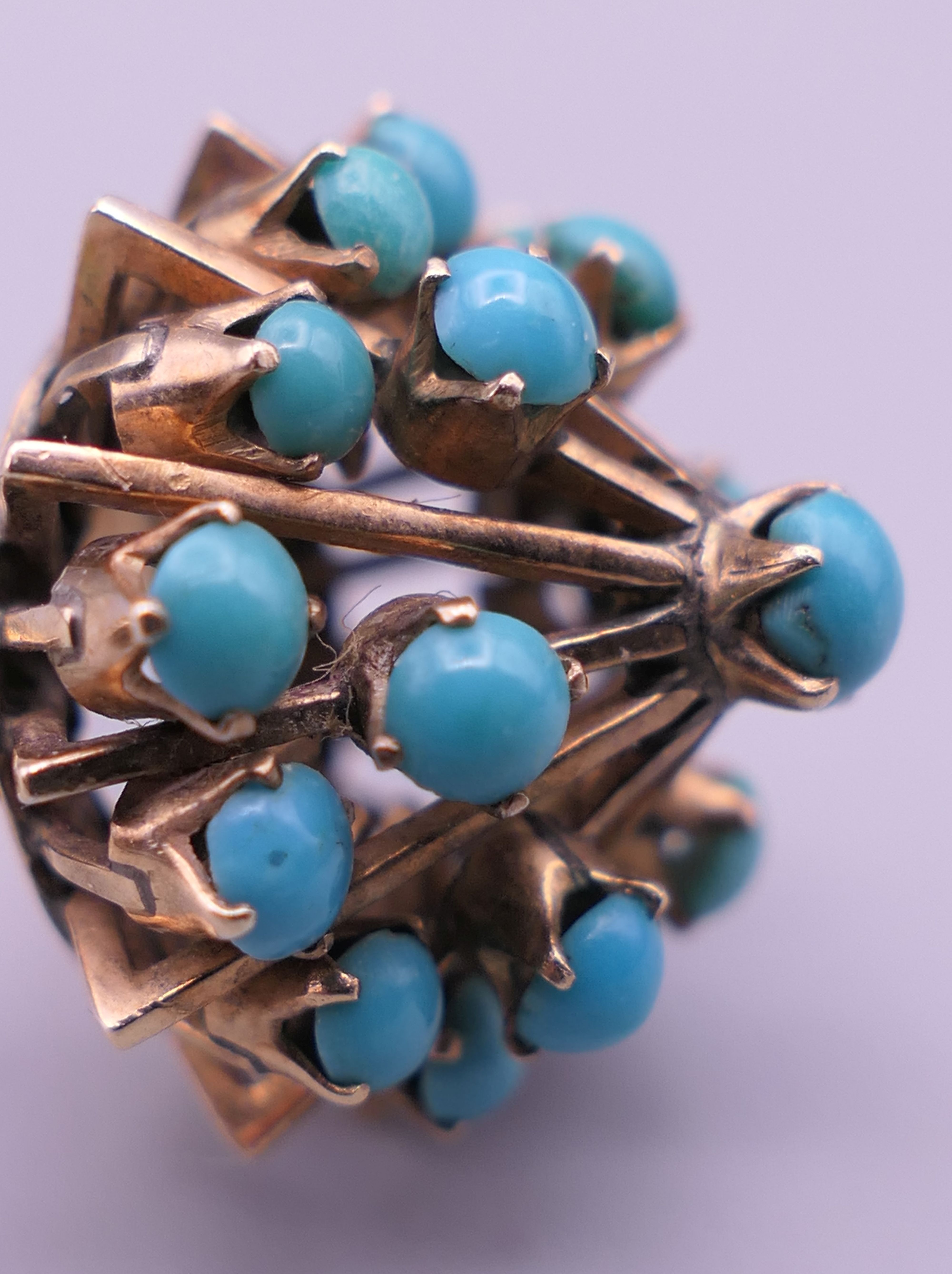 A 14 K gold and turquoise ring. Ring size U. 7.5 grammes total weight. - Image 6 of 8
