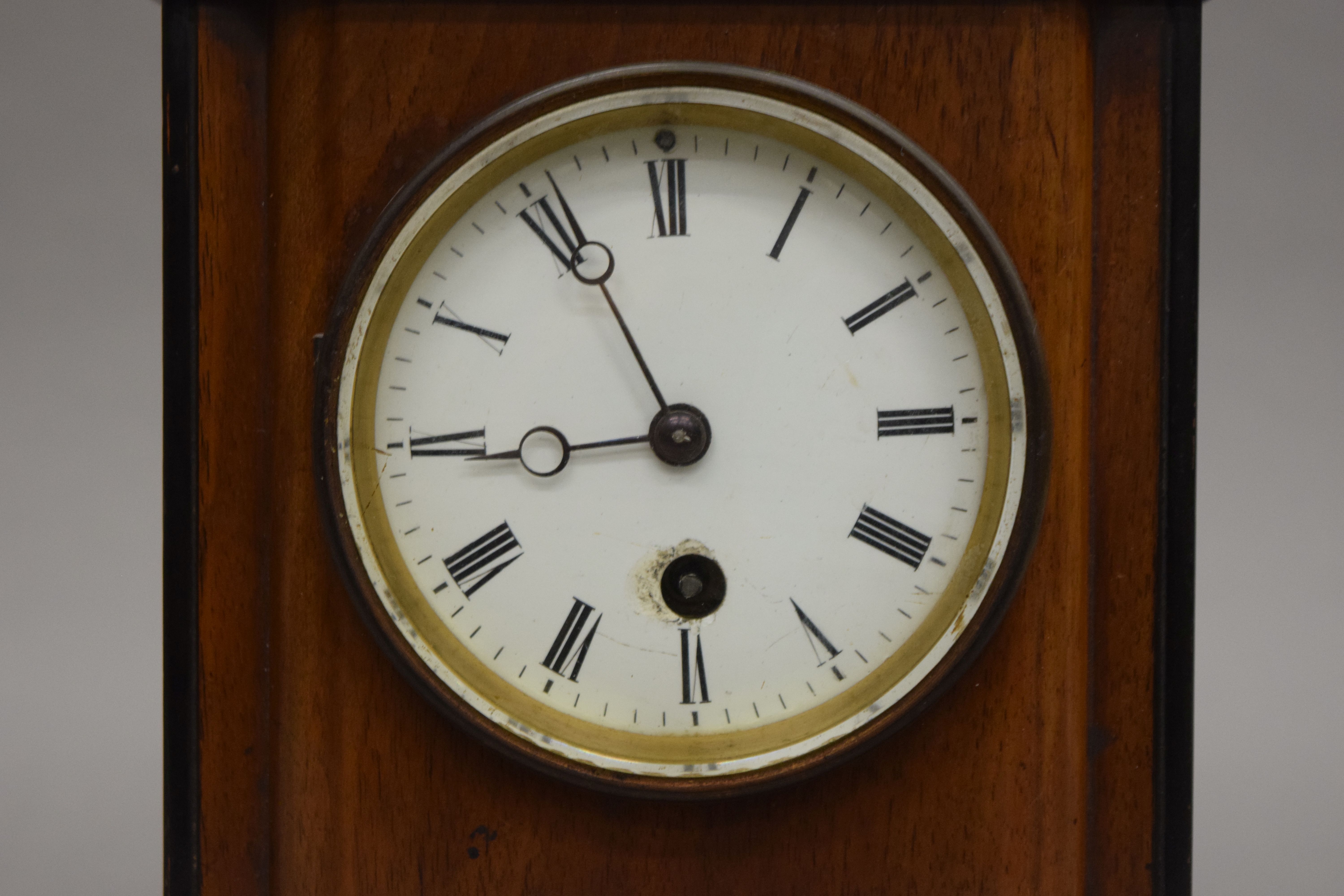 A Victorian walnut mantle clock. 20 cm high. - Image 2 of 5