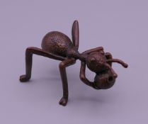 A bronze model of an ant. 4.5 cm long.