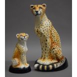 Two Royal Crown Derby Big Cat Collection Cheetahs, each boxed. The largest 29 cm high.