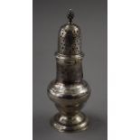 A Georgian silver sugar castor. 12.5 cm high. 77.4 grammes.