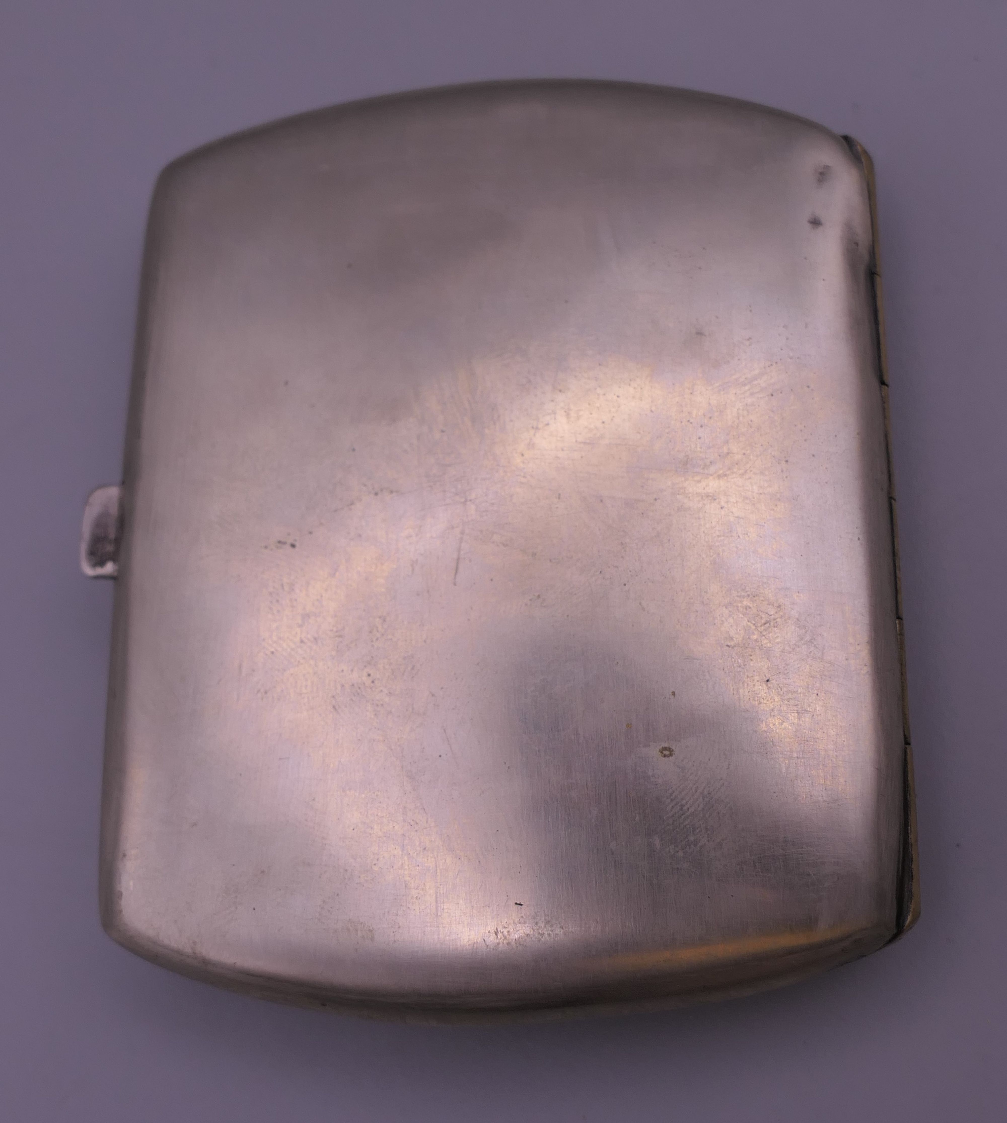 A late 19th/early 20th century silver plated cigarette case with amusing enamel decoration. 7. - Image 2 of 7