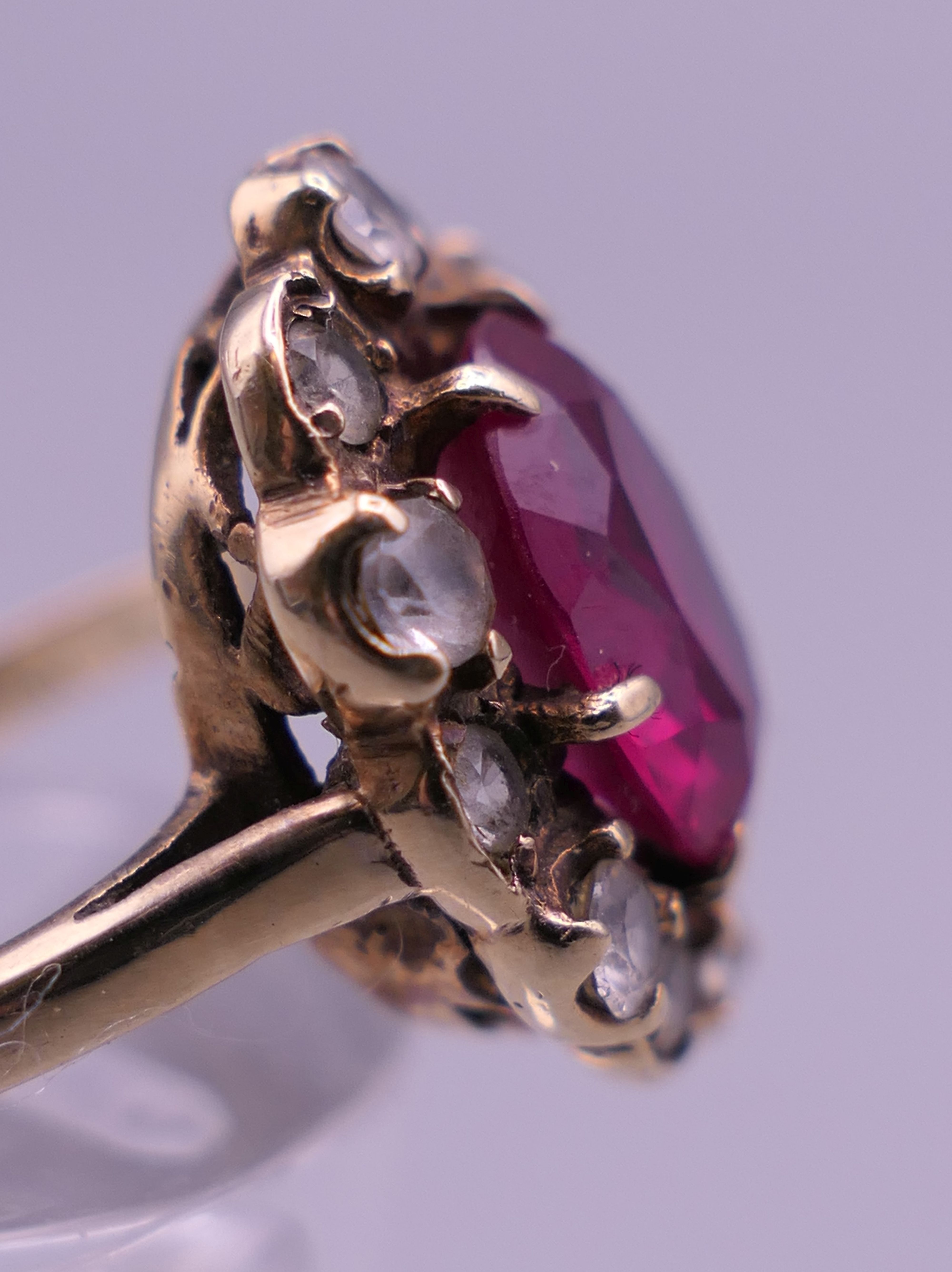 A 9 ct gold red stone ring. Ring size H. - Image 6 of 6