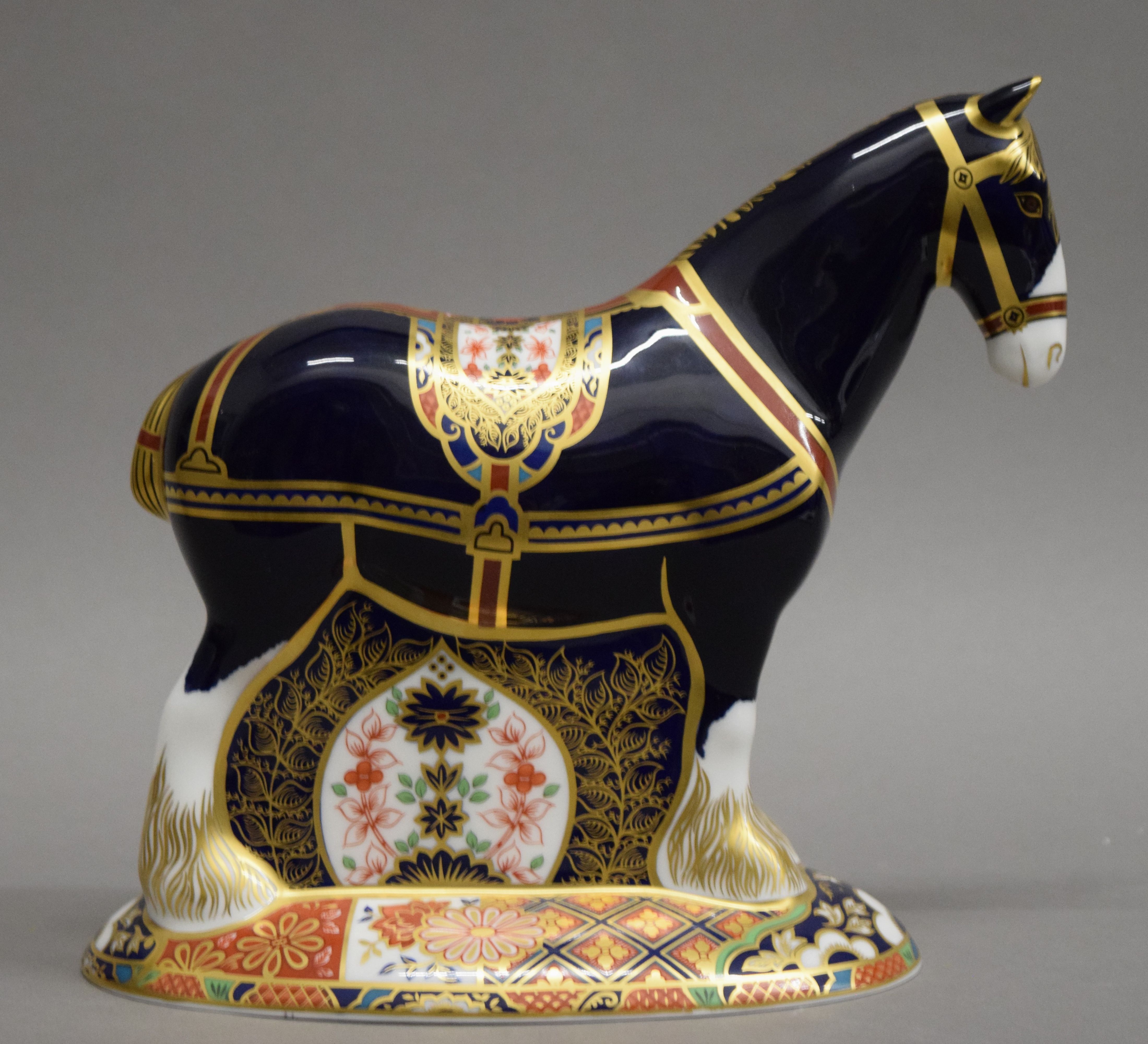A Royal Crown Derby limited edition shire horse paperweight. 19 cm high. - Image 2 of 3