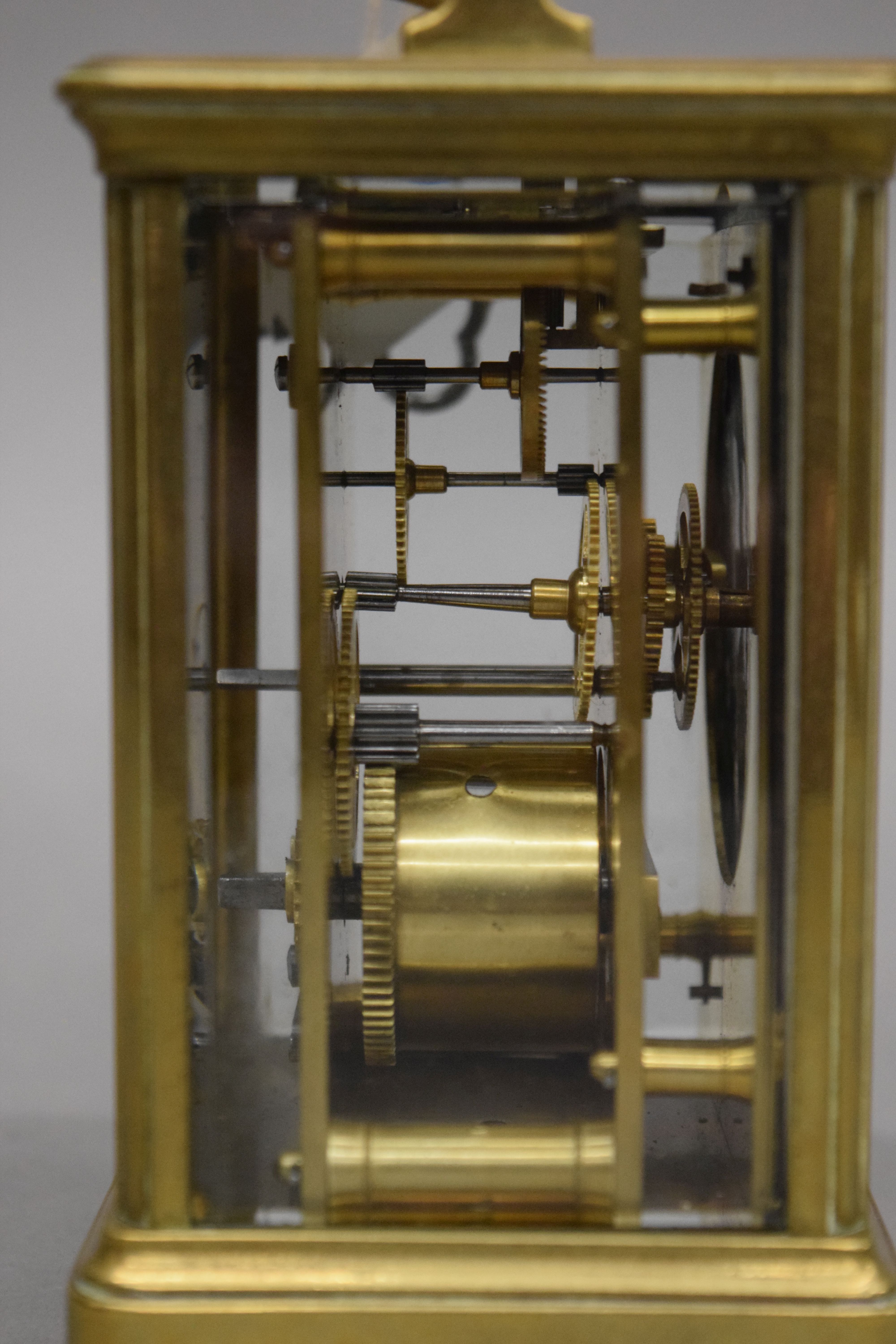 A French brass cased carriage clock. 15 cm high. - Image 4 of 5