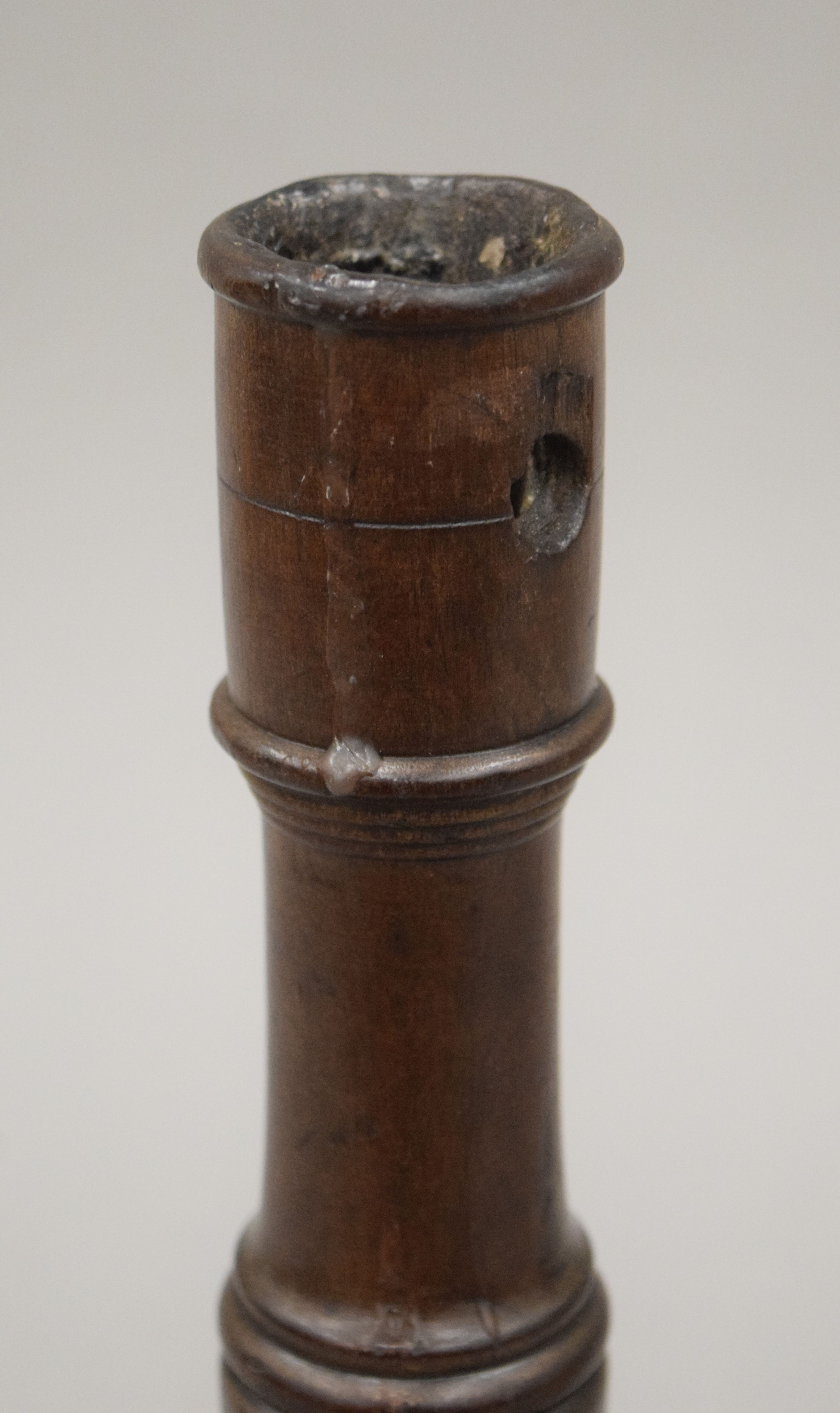 A 19th century turned wooden candlestick. 24.5 cm high. - Image 3 of 4