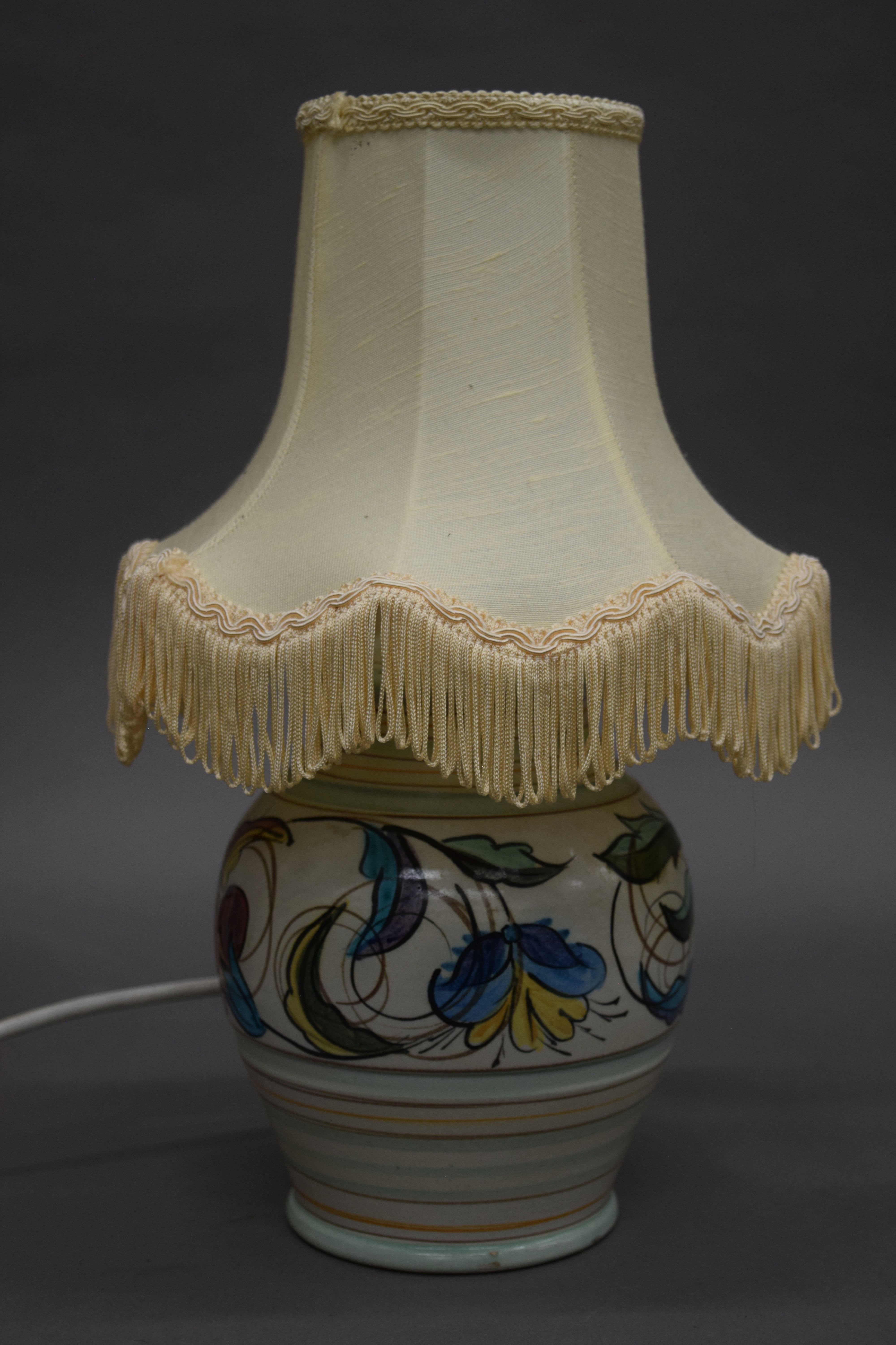 A Galle style glass table lamp and three pottery table lamps. The former 36 cm high. - Image 5 of 5