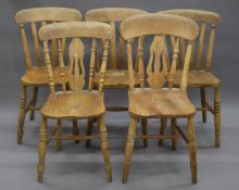 Five various Victorian kitchen chairs.