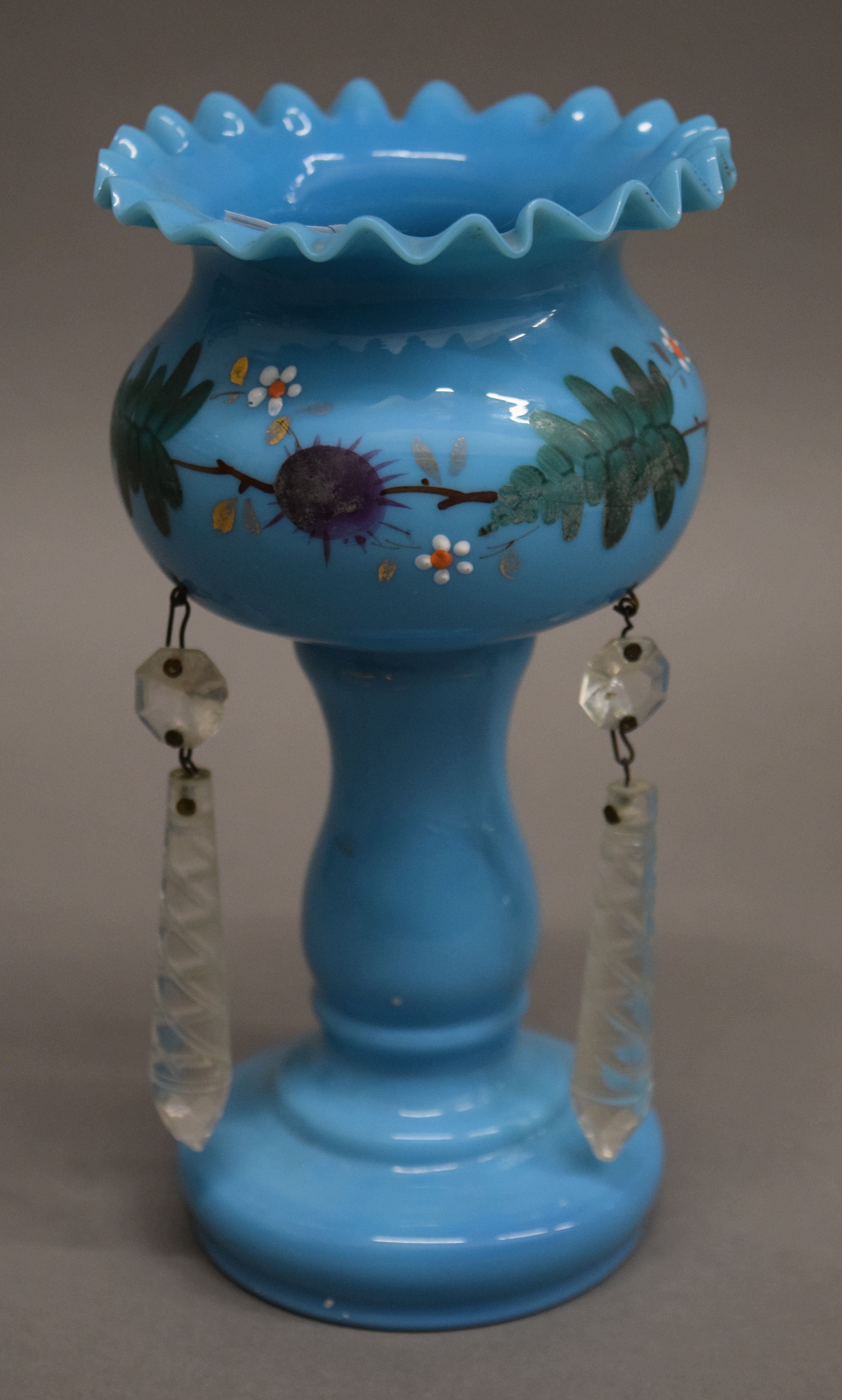 Six various Victorian glass lustres. The largest 34 cm high. - Image 12 of 17
