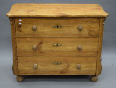 A 19th century pine chest of drawers. 105 cm wide.