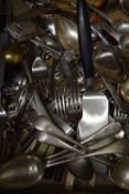 A quantity of plated cutlery, etc.